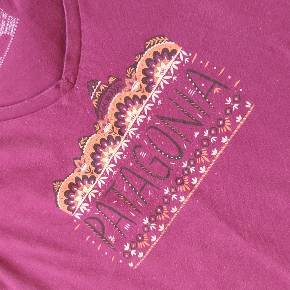 PATAGONIA I Raspberry Pink Graphic Short Sleeve Logo Tee T-Shirt Top, XS